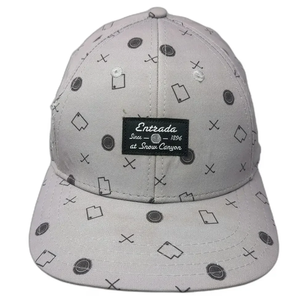 Pukka Entrada Snow Canyon Golf Hat Gray One Size Snapback Utah Pattern Flat Brim
